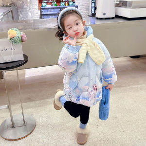 Girl Winter New Arrival Princess Elsa Hooded Little Wing Cotton Coat Jacket Childrens Winter Clothing Fleece-lined Thermal Cotton Coat Tide