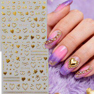 2 Chiếc Ngôi Sao Tình Yêu Dây Xích Móng Tay Nghệ Thuật Dán Nóng Dập Nổi PET DIY Trang Trí Nghệ Thuật Dễ Dàng Áp Dụng Quà Tặng