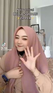 COD HIJAB/JILBAB SEGI EMPAT BELLA SQUARE BAHAN POLYCATTON ZIPPER/RESLETING TERBARU