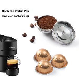 Viên Cà Phê Tái Sử Dụng Cho Máy Nespresso Vertuo Next POP Làm Bằng Thép Không Gỉ Dạng Viên Nang Thay Thế Hình Dạng Giỏ Lọc Nguyên Bản