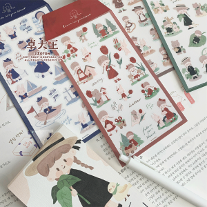 Zzoton Zodawang PVC Mờ Chống Thấm Nước Mực Sắc Môi Trường Nhật Bản Nghệ Thuật Trang Trí Nhật Ký Sticker Trang Trí