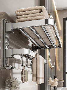 Thickened Foldable Bathroom Towel Rack 304 Stainless Steel Toilet Storage Shelf No Drilling Required Multi-layer Hardware