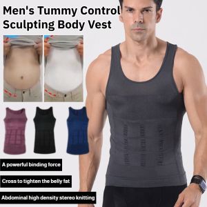 Mens Tummy Control Sculpting Body Vest Slimming Shapewear Abdomen Compression Shirt Workout Tank Tops