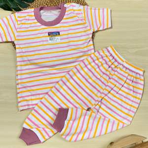 Setelan Baju Bayi 3-12 Bulan Piyama Bayi Lengan Pendek Kancing Pundak Celana Panjang Oblong Bayi Laki Laki Perempuan - dmbaby