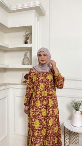 Gamis Cap Motif Bunga/Homedres Bahan Rayon Premium Kontruksi Tebal/Baju Kondangan Maupun Segala Acara Muslim Dewasa Ukuran Jumbo Ld 120 By Naura Collection