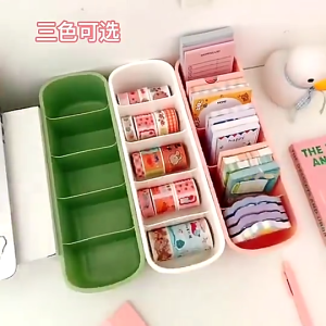 17KM 3pcs 5 Grids Desktop Organizer Storage Box Large Capacity Office Storage Box Cosmetics Desk Desktop Storage