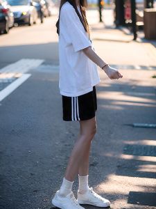 Sports Shorts Mens and Womens Summer Loose Plus Size High Waist Slimming outside Wear Two and Three Bars Casual Wide Leg Pants