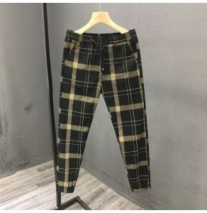 American Style Heavyweight Plaid Mens Casual Pants Spring Autumn Thin Loose Workwear Sweatpants for Men