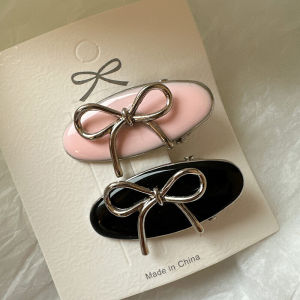 C.three Sweet Cute Hair Accessory Women Metal Bow Bangs Clip Versatile Duckbill Clip