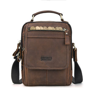 CONTACTS Genuine Leather Vintage Crossbody Bag for Men Messenger Bag High Quality Shoulder Bag Tote Bags  Male HandBags for 7.9 Inch iPad