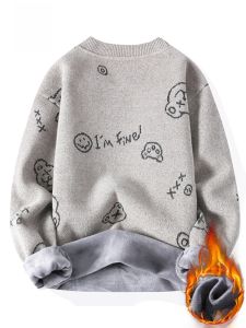 ROMON | Lormen Mens Round Neck Knitwear Winter Fashion Casual Thick Warm Inner Wear T-Shirt Mens Knitted Sweater Stylish Urban Style