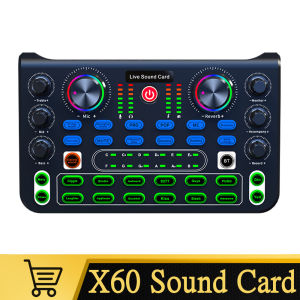 HD X60 Sound Card English Version Professional Sound Cards Audio Mixer For Karaoke Broadcast KTV Singing Live Sound Mixer