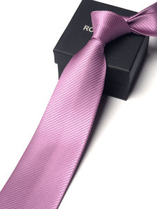 Romguest | Plum Pink Pure Color Stripe Tie