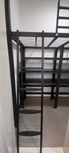 Loft bed with shelf customize singapore for helper room/ store room/bomb shelter/utility