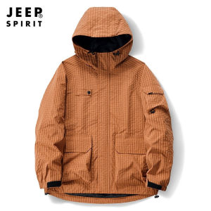 JEEP SPIRIT Mens Jacket Mens and Womens Charge Coat Clothes Mens Outdoor Mountaineering Suits Windproof and Waterproof Hooded Casual Jacket