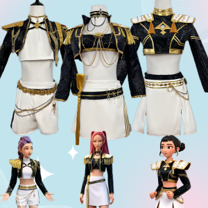 Kpop Hunter Girl Group Cosplay Costume Set Rumi Zoey Mila Black Performance Outfit Korean Anime Themed Nine Sleeve Outfit