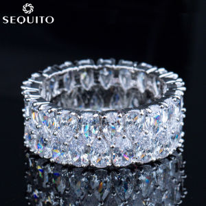 เลื่อมโตเครื่องประดับผู้หญิงที่น่าดึงดูดใจการตั้งค่าปูเต็มรูปหยดน้ำระยิบระยับตัด AAA ลูกบาศก์เพทายสีขาวชูบทองเจ้าสาว Charming ชูดแต่งงานแหวนใส่นิ้ว SR097