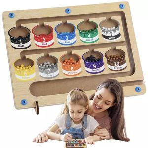 Bảng gỗ hạt đậu từ tính MONTESSORI phân biệt màu sắc và số đếm cho bé