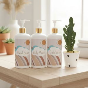 botol pump refill sabun mandi cair cuci tangan 500 ml estetik aesthetic body wash isi ulang bottle kosong minimalist souvenir hampers hadiah lucu unik