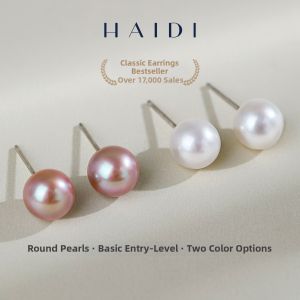 Round Strong Luster Freshwater Pearl Earrings S925 Silver