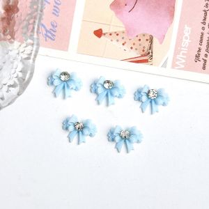30PCS Solid Color Fairy Bows Resin Nail Charms Double-layer Minimalist Bows Rhinestone Inlaid for DIY French Style Hairpin Nails