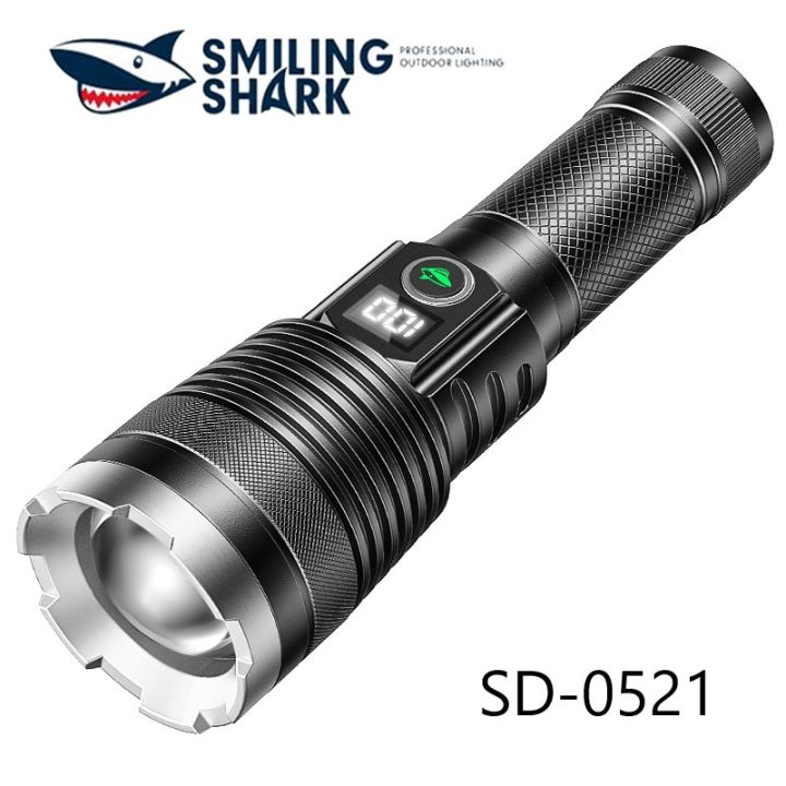 Smiling Shark SD0521 LED Torchlight M60 Super Bright Flashlight Powerful USB Rechargeable Zoomable Waterproof Outdoor Emergency Hiking Camping Working Lighting