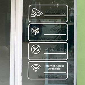 Modern Simplicity Waterproof PVC Air Conditioner WiFi Glass Door Sticker Decorative Push-Pull Door Decal for Tea Shop Restaurant