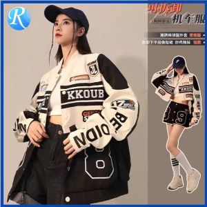 High Quality Detachable Coat Spring Autumn American Retro Couple Baseball Jacket Y2K Women Casual Loose Print Coat