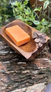 กล่องสบู่ ไม้สัก ลายดอกลีลาวดี สีคลาสสิค จานวางสบู่ ถาดวางสบู่ ถาดไม้สัก วางของ อเนกประสงค์ อุปกรณ์ห้องน้ำ Soap Dish
