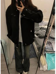 ZHUOCAN | Black Suede Velvet Short New Biker Work Jacket