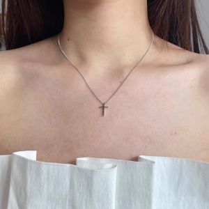 Womens Cross Zirconia Necklace Luxury Minimalist Choker Chain Silver Color Korean Style Fashion Jewelry Online Exclusive