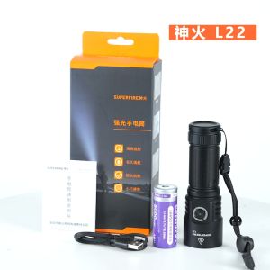 SUPERFIRE L22 60W ไฟฉายสว่างเป็นพิเศษ 5000 ลูเมน ด้วยการป้องกันการควบคุมอุณหภูมิอัจฉริยะไฟฉายแบบชาร์จไฟได้สำหรับโคมไฟฉุกเฉินกลางแจ้ง