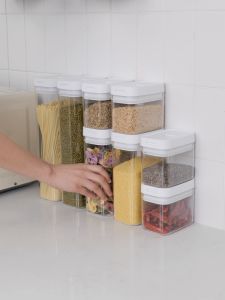 Airtight Acrylic Twist Lock Storage Jar Food Organizer Container Leak Proof Canister Box