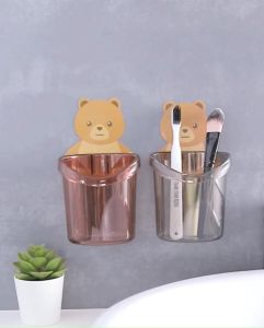 ปลีก/ส่ง ที่วางแปรงสีฟัน แก้วใส่แปรงสีฟันหมี ที่ใส่แปรงสีฟัน ที่เก็บแปรงสีฟัน ลายหมีน้อยน่ารัก
