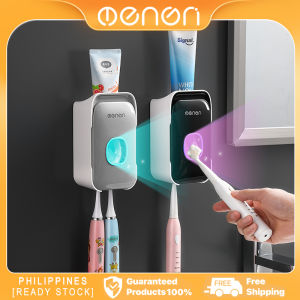 MENGNI 2 in 1 Automatic Toothpaste Dispenser Toothbrush Holder Wall Mounted Rack Toothpaste Squeezer Bathroom Accessories Set