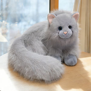 30cm Kitten Plush Long Hair Long Tail Fluffy Cat Doll Bed Decro Pet Toys Birthday Gifts For Friends