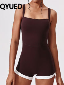 QYUED | Color Block Comfortable Cutout Yoga Suit