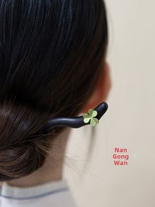 Original Lucky Hairpin New Chinese Black Ebony Simple Style for Daily Use And Traditional Cheongsam Hanfu Updo Hair Accessories