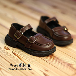 Girls round Toe Soft Bottom Bean Single Shoes Childrens Leather Shoes Spring Autumn Seasonal New Style Black Baby British Style