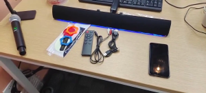 Home Theater Sound Bar with UHF Wireless Microphone for ktv karaokeSupport Bluetooth 5.0 USB Home Audio 3D with Sub woofer Surround Soundbar for PC TV Speaker