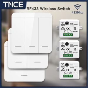 TNCE RF433 Relay ReceiverWireless Light Switch 433Mhz Mini Remote Control1/2/3Gang Wall Transmitter Switch Led Lamp Fan Smart