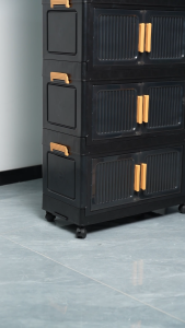 L50 Stackable Transparent Double-Door DIY Storage Cabinet Multi-Layer Home Childrens Storage Cabinet Plastic Extra-Large Multi-Layer Storage Cabinet