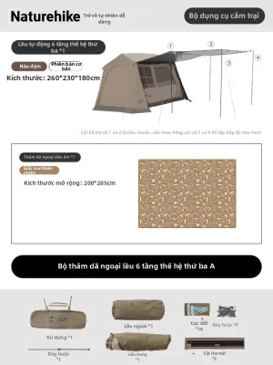 NatureHike | Lều Cắm Trại Nhanh có Mái Che Mưa 6.0