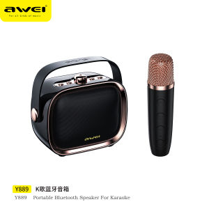 Awei Y889 Bluetooth Portable Wireless karaoke Set with Microphone Mini Speaker HIFI Stereo Sound 10W High Power for home travel outdoors