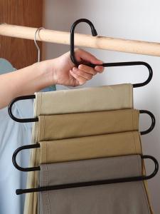 Multi-Layer S-Shaped Pants Hanger Multi-Functional Creative Home Use Iron Art Powder Coated Magic Pants Storage Clothes Hanger