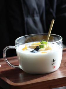 Heat Resistant Glass Breakfast Milk Cup with Lid Large Capacity for Home Use Microwave Safe Cereal Water Drinking Cup