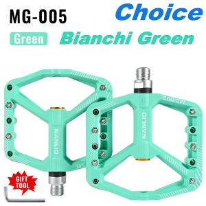 NanLio 005 MTB Bicycle Ultralight Flat Pedals Nylon Plastic XC AM Mountain BMX Anti-slip Big Foot DU Bushing Bearings
