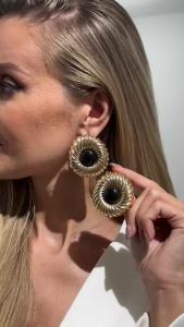 SHIXIN 4 Colors Exaggerated Geometric Round Large Stud Earrings Women Retro Inlaid Resin Acrylic Spiral Earrings Party Jewelry