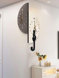 Modern Creative Swinging Wall Clock Silent Living Room Dining Room Decor Organic Glass Material Battery Powered Home Fashion