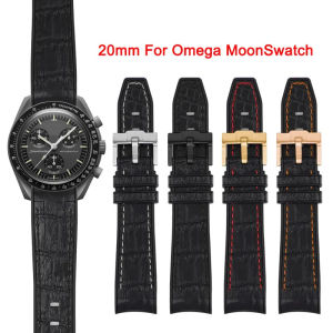 Silicone Leather Watchband For Omega MoonSwatch Replace Band Strap Curved End Universal Wristband 20mm 22mm Universal Waterproof Belt Accessory